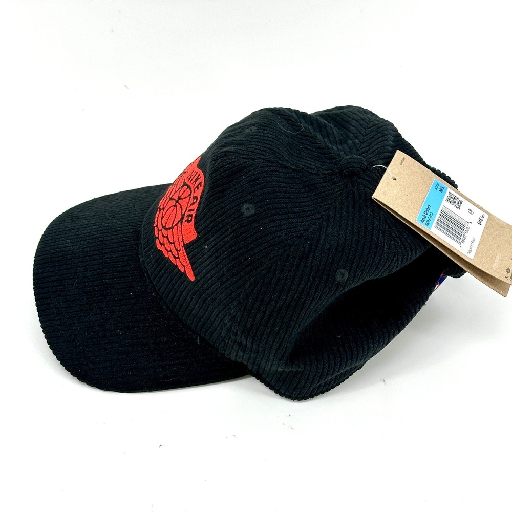 Nike Jordan Air Hat Unisex M/L Black Corduroy Adjustable Pro Cap IB3937-010 New - Picture 2 of 6